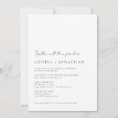 Minimalistisch klassiek zwart witscript huwelijk kaart (Voorkant)