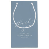 Minimalistisch Klassieke Bedankt met blauw Vrijgez Klein Cadeauzakje (Achterkant)