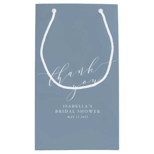 Minimalistisch Klassieke Bedankt met blauw Vrijgez Klein Cadeauzakje (Achterkant)