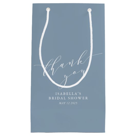 Minimalistisch Klassieke Bedankt met blauw Vrijgez Klein Cadeauzakje (Voorkant)