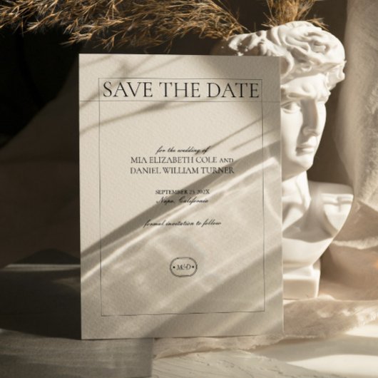 Minimalistisch klassieke fotohuwelijk sparen de da