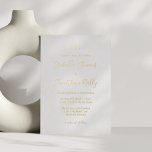Minimalistisch Klassieke Monogram Wit goud Folie Uitnodiging<br><div class="desc">Minimale uitnodiging voor een klassieke monogram White en Gold Foil Weddenschap</div>