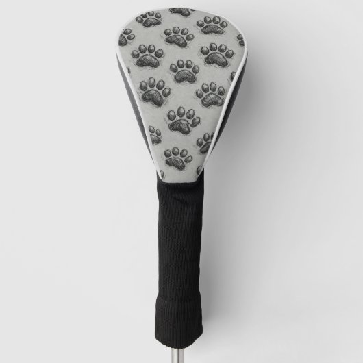 Minimalistisch klauwafdruk schets patroon (1) golfheadcover (Voorkant)
