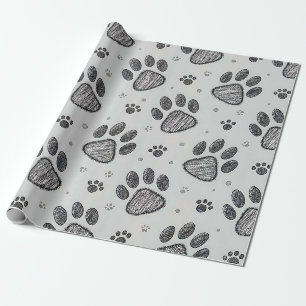 Minimalistisch klauwafdruk schets patroon (2) cadeaupapier