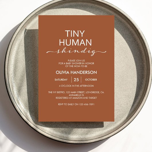 Minimalistisch klein menselijk Shindig Baby shower Kaart