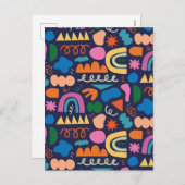 Minimalistisch kleurrijk abstract feestdagenkaart (Voorkant / Achterkant)