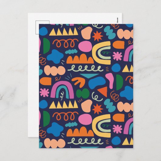 Minimalistisch kleurrijk abstract feestdagenkaart (Voorkant / Achterkant)