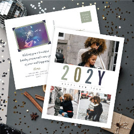 Minimalistisch kleurrijk jaar 3 Foto eenvoudig Feestdagenkaart