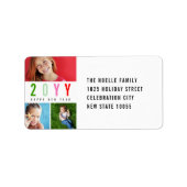 Minimalistisch kleurrijk jaar 3 Foto modern adres Etiket (Voorkant)