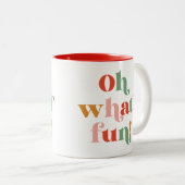 Minimalistisch kleurrijk Oh What Fun Lettering Tweekleurige Koffiemok (Voorkant rechts)