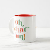 Minimalistisch kleurrijk Oh What Fun Lettering Tweekleurige Koffiemok (Voorkant links)