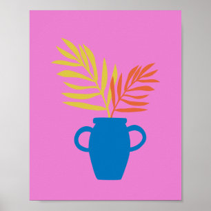Minimalistisch kleurrijk Plant in roze Poster