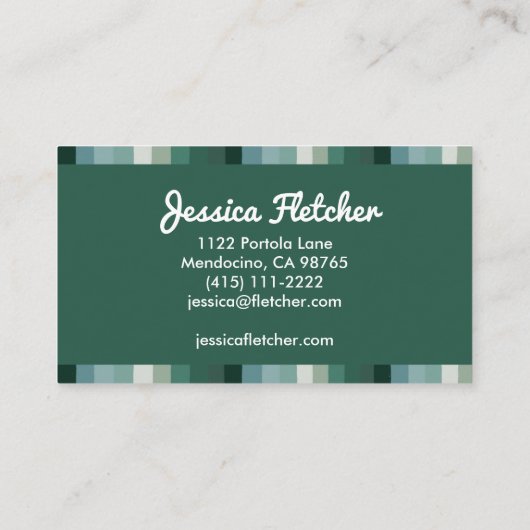 Minimalistisch kleurrijke groene strepen visitekaartje (Achterkant)