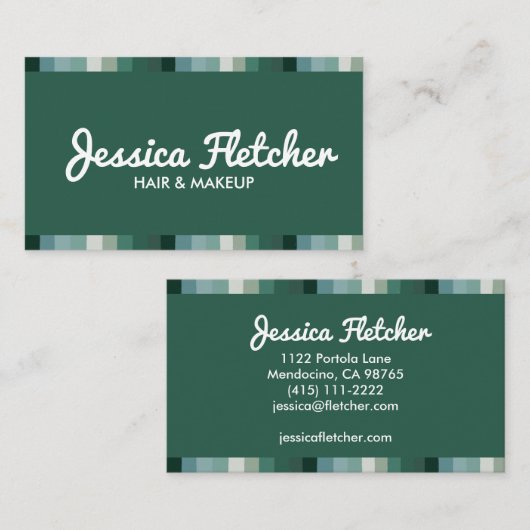Minimalistisch kleurrijke groene strepen visitekaartje (Voorkant / Achterkant)