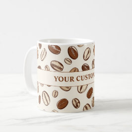 Minimalistisch koffieboonpatroon rondom persona koffiemok