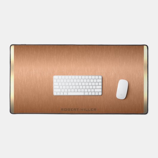 Minimalistisch koper bruin en goud monogram bureaumat (Keyboard & Muis)