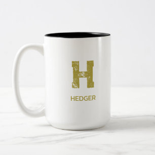 MINIMALISTISCH KOPEREN ENKEL LETTER MONOGRAM NAAM TWEEKLEURIGE KOFFIEMOK