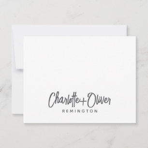 Minimalistisch Koppel Handgeschreven Script Naam M Notitiekaartje