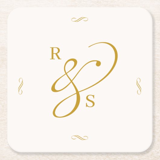 Minimalistisch Koppel Monogram Kartonnen Onderzetters (Voorkant)