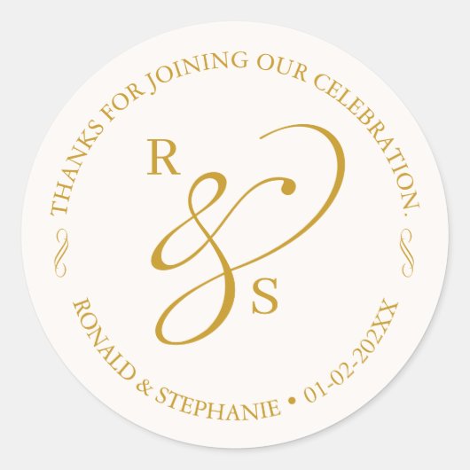 Minimalistisch Koppel Monogram Retouradres Label (Voorkant)