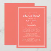 Minimalistisch koraal Eenvoudige bruiloft-repetiti Kaart (Voorkant / Achterkant)