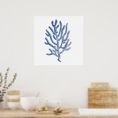 Minimalistisch koraal in blauw poster (Keuken)