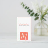 Minimalistisch koraallegant Script-monogram Visitekaartje (Staand voorkant)