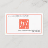 Minimalistisch koraallegant Script-monogram Visitekaartje (Achterkant)