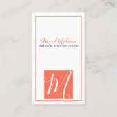 Minimalistisch koraallegant Script-monogram Visitekaartje (Voorkant)