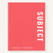 Minimalistisch koraalschoolonderricht Naam student Notitieboek (Voorkant)