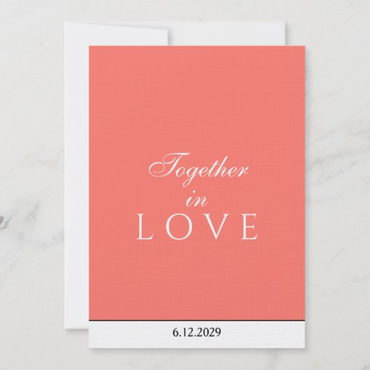 Minimalistisch koraalwitmonogram kaart (Achterkant)