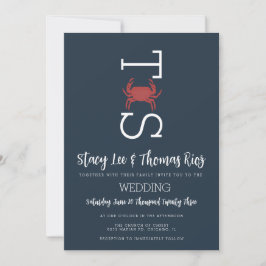 Minimalistisch krab broil Typography Wedding Kaart
