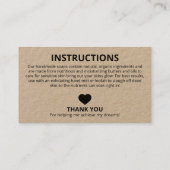 Minimalistisch Kraft Ingredients Instructions Logo Visitekaartje (Achterkant)