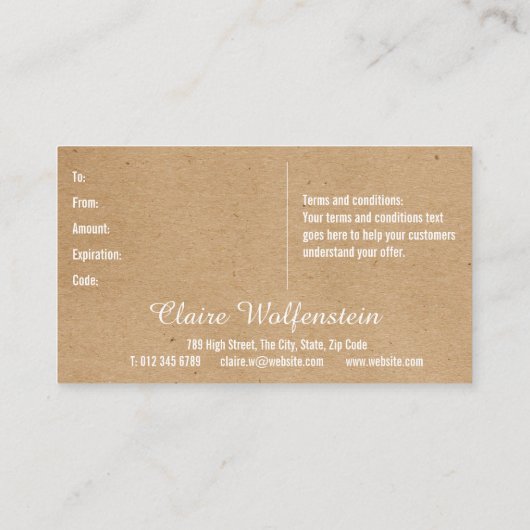 Minimalistisch Kraft Modern Loyalty-certificaat Aanbevelingskaartje (Achterkant)