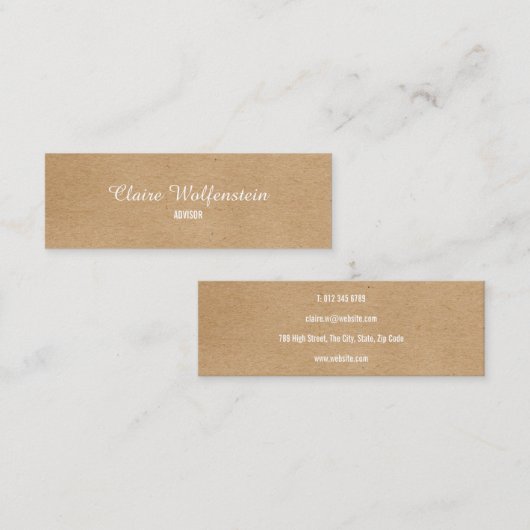 Minimalistisch Kraft Modern Professional Mini Visitekaartje (Voorkant / Achterkant)