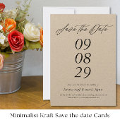 Minimalistisch Kraft papier Save the date Uitnodig Kaart