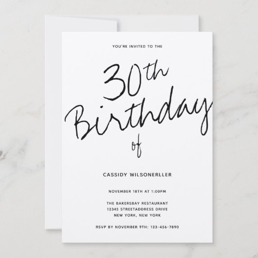 Minimalistisch Kraftpapier 30e Verjaardag Kaart (Voorkant)