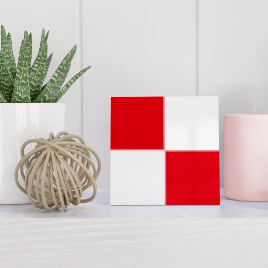 Minimalistisch Kroatisch rood wit geometrisch Tegeltje