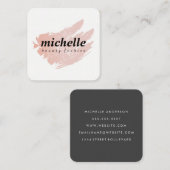 minimalistisch | Kromme ElegantRoze geborsteld Vierkante Visitekaartje (Voorkant / Achterkant)