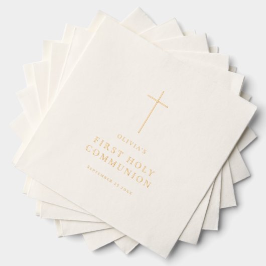 Minimalistisch kruis Eerste Heilige Communie Folie Servetten (Insitu (Gestapeld))