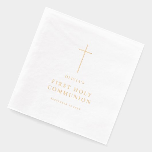 Minimalistisch kruis Eerste Heilige Communie Folie Servetten (Links)