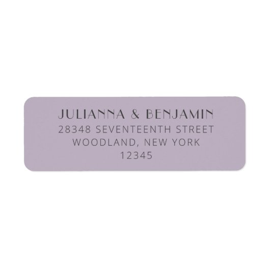 Minimalistisch kunstdeco Lila grijs tekstretouradr Etiket (Voorkant)