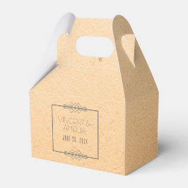 Minimalistisch kunstdeco-peach aangepast huwelijk bedankdoosjes