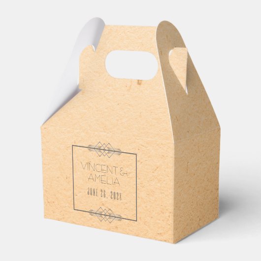 Minimalistisch kunstdeco-peach aangepast huwelijk bedankdoosjes (Voorkant Zijde)