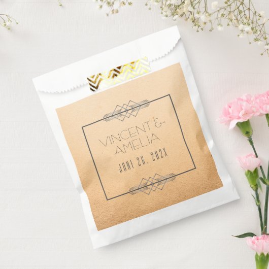 Minimalistisch kunstdeco-peach aangepast huwelijk bedankzakje (Gezegeld)