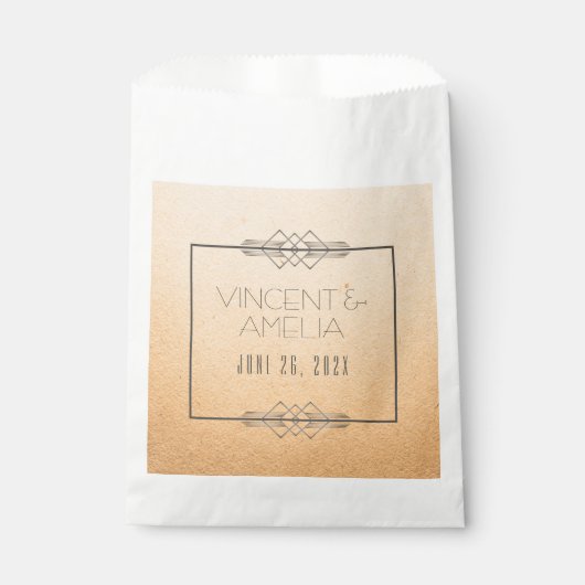 Minimalistisch kunstdeco-peach aangepast huwelijk bedankzakje (Voorkant)