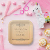 Minimalistisch kunstdeco-peach aangepast huwelijk papieren bordje (Feest)