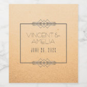 Minimalistisch kunstdeco-peach aangepast huwelijk wijn etiket (Enkel label)