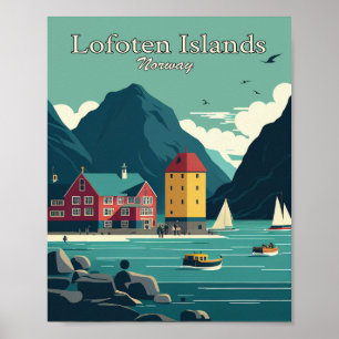 Minimalistisch kunstPoster voor de Lofoten-eiland Poster
