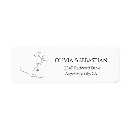 Minimalistisch kussen paar bruiloft retour adres etiket (Voorkant)